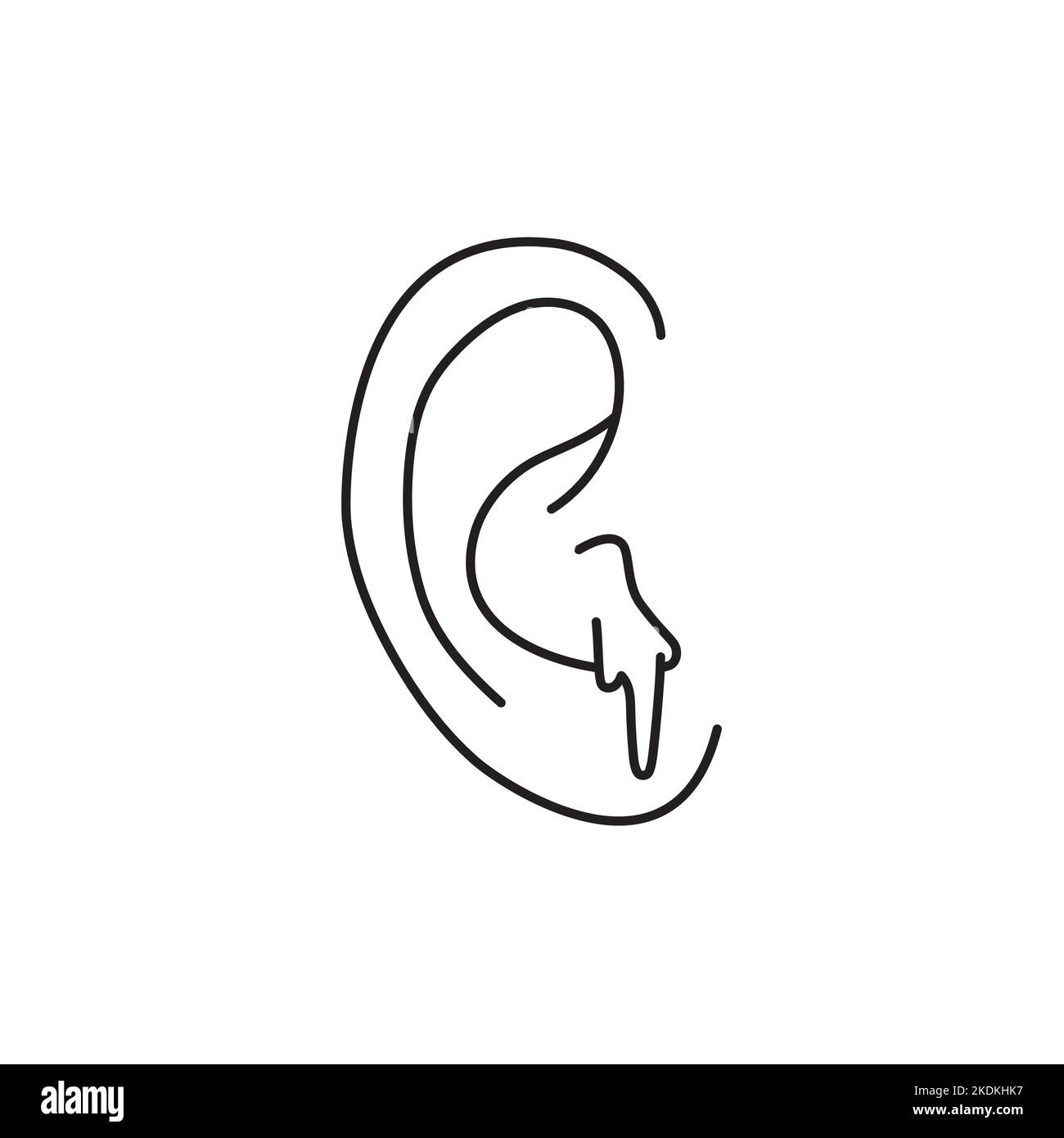 Blutungen durch das Symbol der Ohrfarblinie. Verletzungskonzept. Stock Vektor