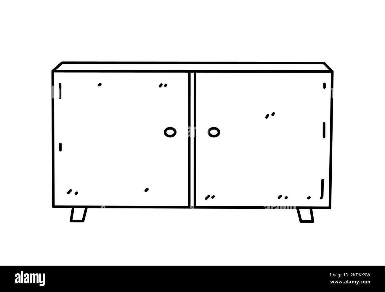 Kommode isoliert auf weißem Hintergrund. Schlafzimmer, Wohnzimmer Möbel. Vektor-handgezeichnete Doodle-Illustration. Perfekt für Dekorationen, Logo Stock Vektor