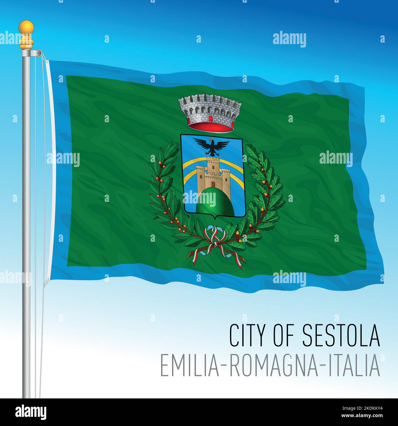 Flagge der Gemeinde Sestola, Provinz Modena, Emilia-Romagna, Italien, Vektorgrafik Stock Vektor