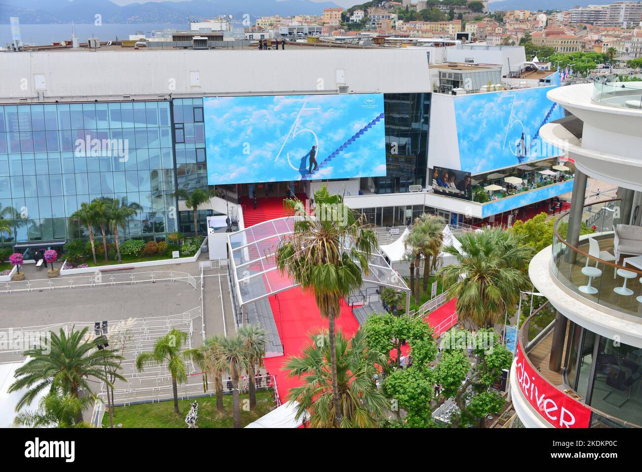 Überblick über den Palais des Festivals in Cannes, während der Filmfestspiele 75.. 23.Mai 2022 Stockfoto