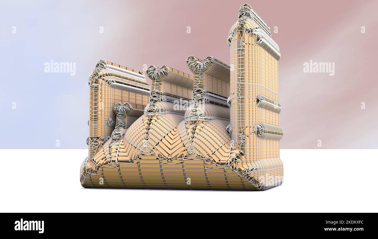 3D Illustration einer Moschee oder Masjid, in der Muslime Gebete verrichten. Modellbauer, Architekten, Künstler, Handwerker, Ingenieure, Und Modellierer müssen sehen. Stockfoto