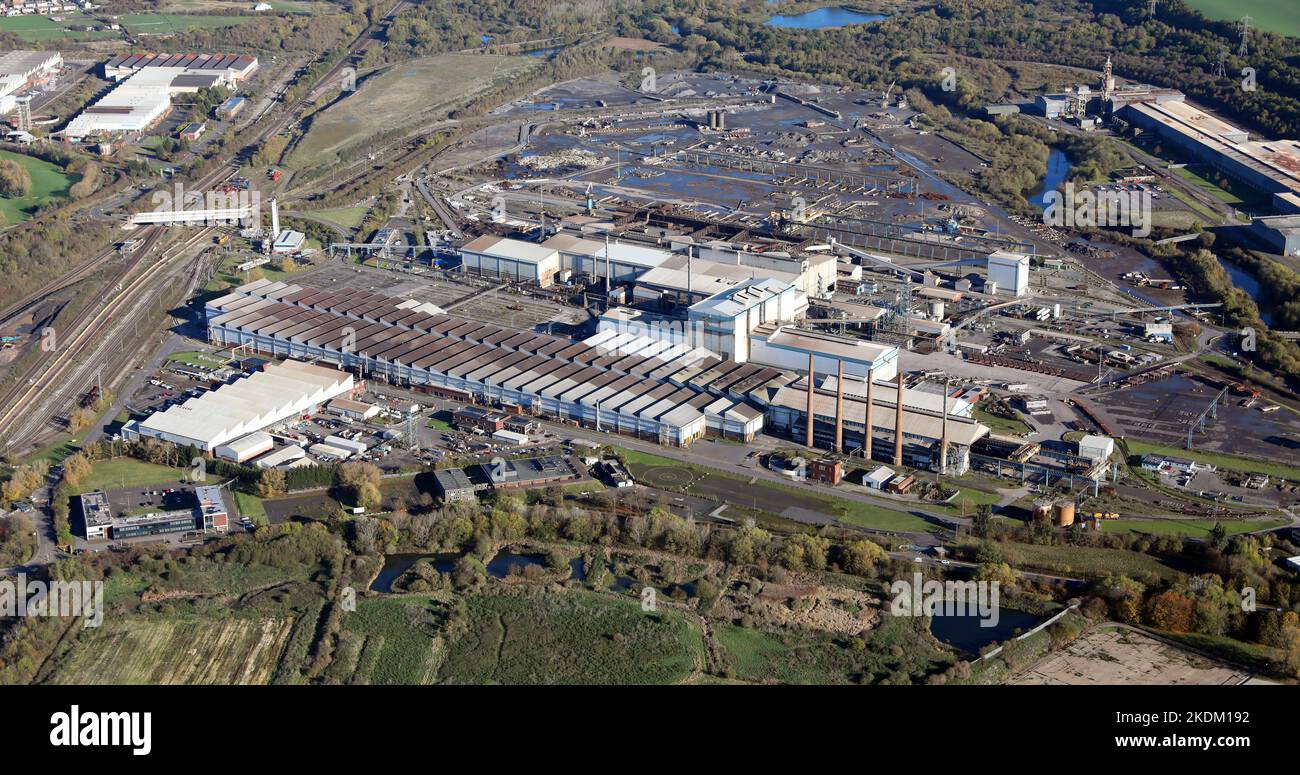 Luftaufnahme des Stahlwerks Liberty Steels in Aldwarke, Rotherham, South Yorkshire Stockfoto