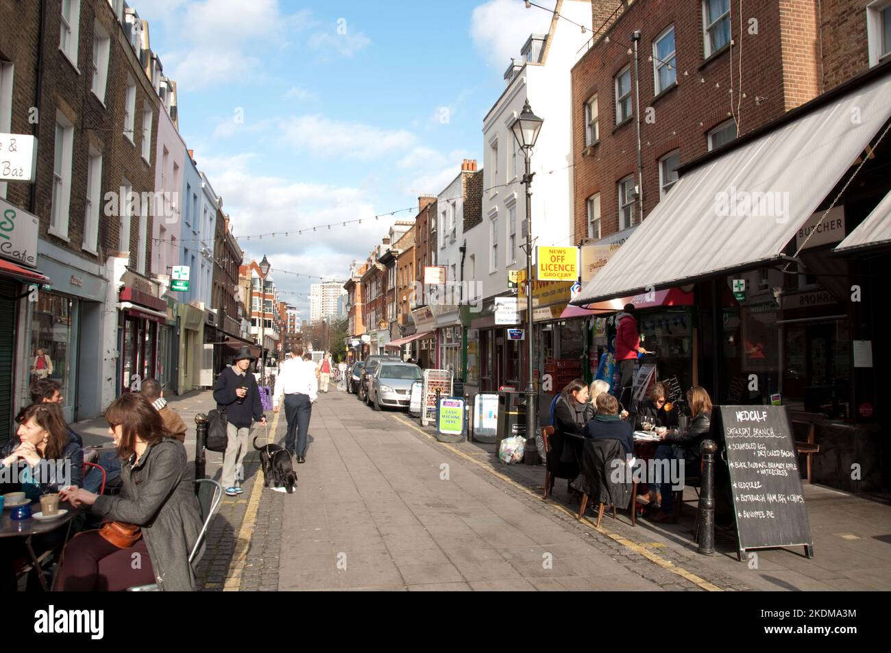 Exmouth Market, Clerkenwell, London - diese Gegend ist heute eine weitgehend Fußgängerzone mit vielen Cafés und Restaurants Stockfoto