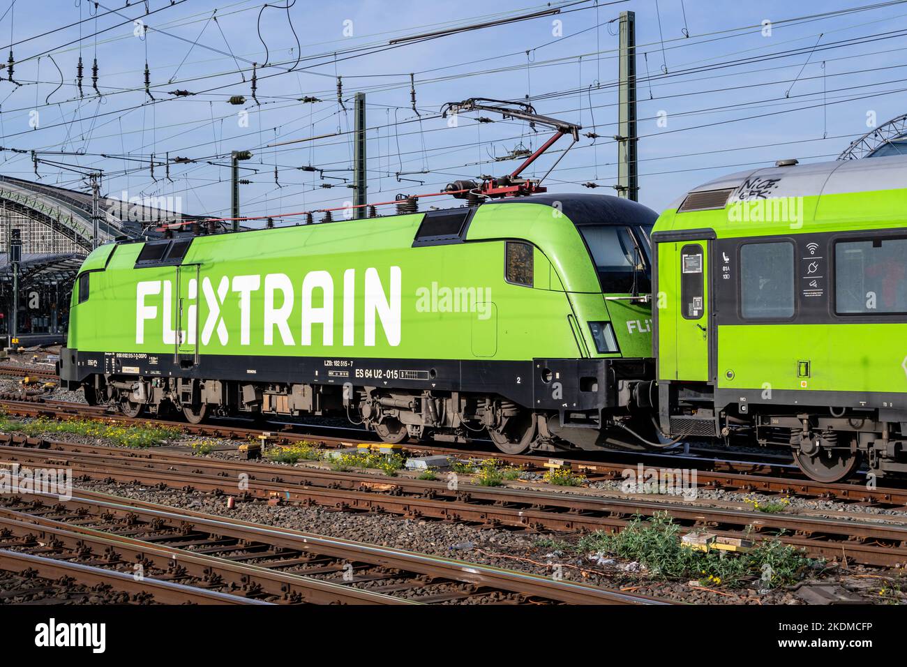 Flixtrain Eurosprinter es 64 U2 Lokomotive in Köln, Deutschland Stockfoto