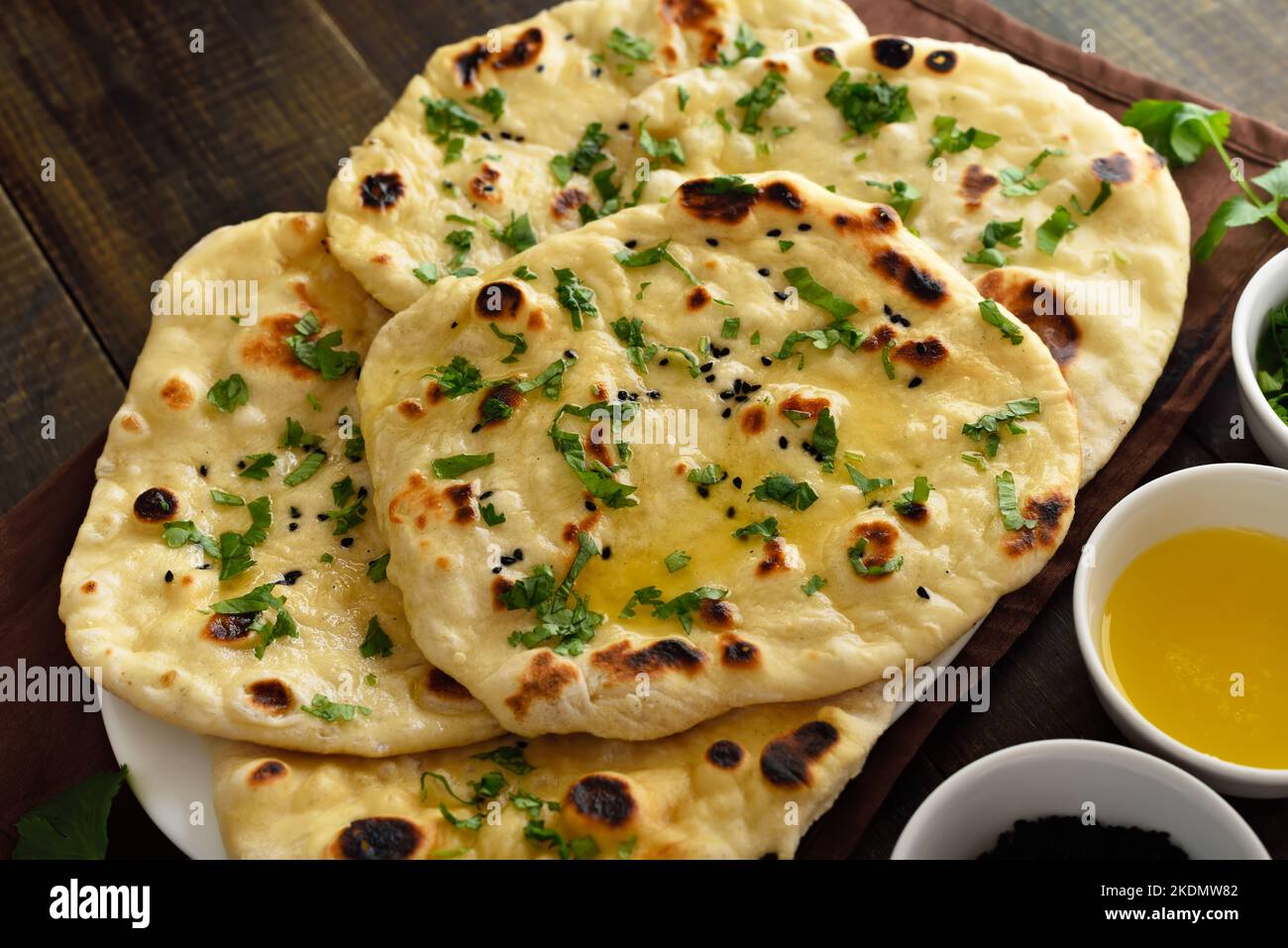 Hausgemachtes indisches Naan-Brot Stockfoto