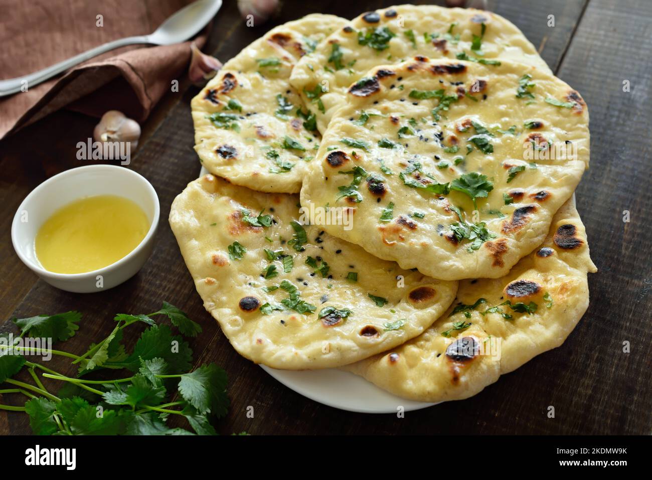 Hausgemachtes indisches Naan-Brot Stockfoto