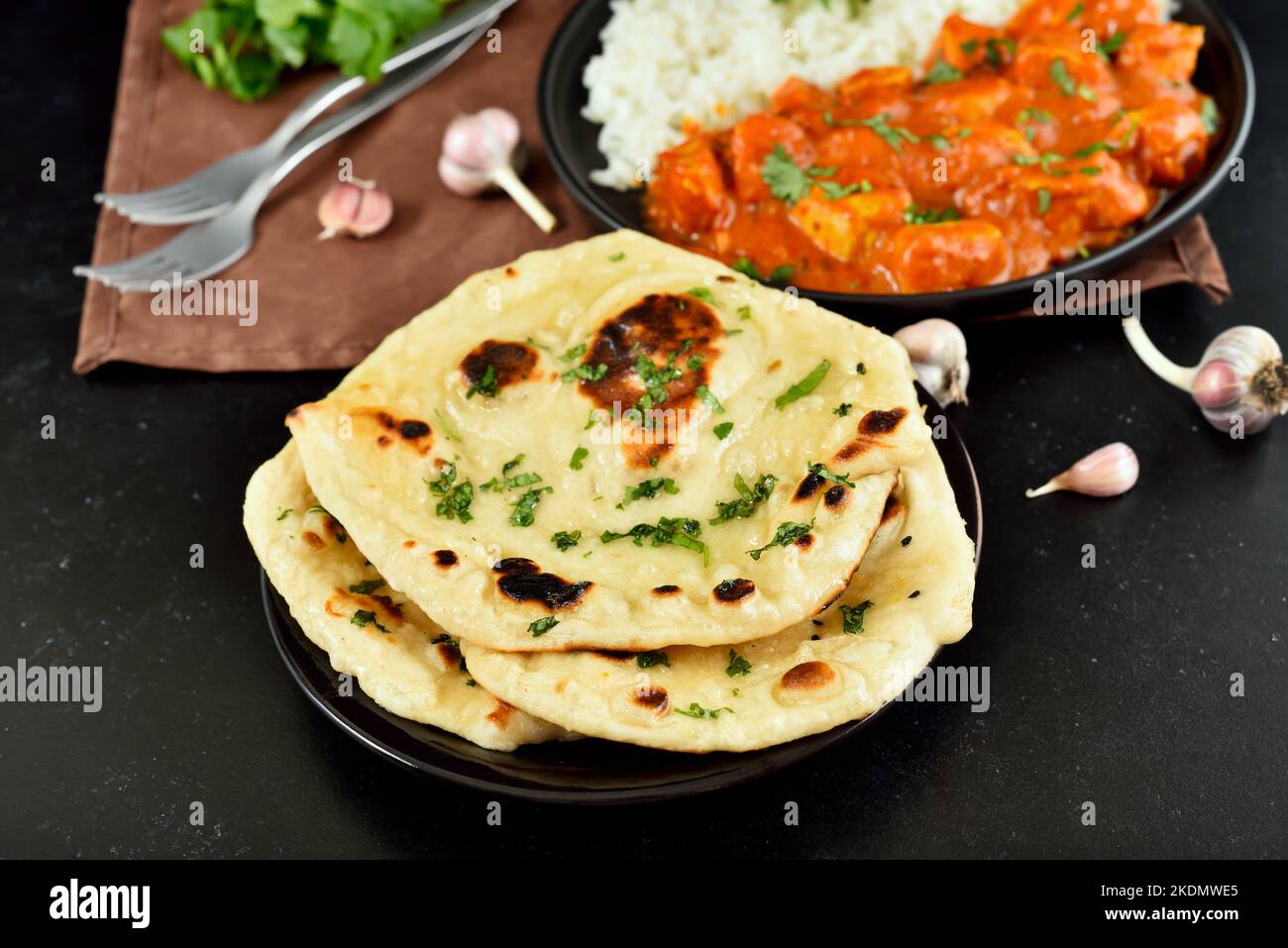 Indisches Naan-Brot, Nahaufnahme Stockfoto