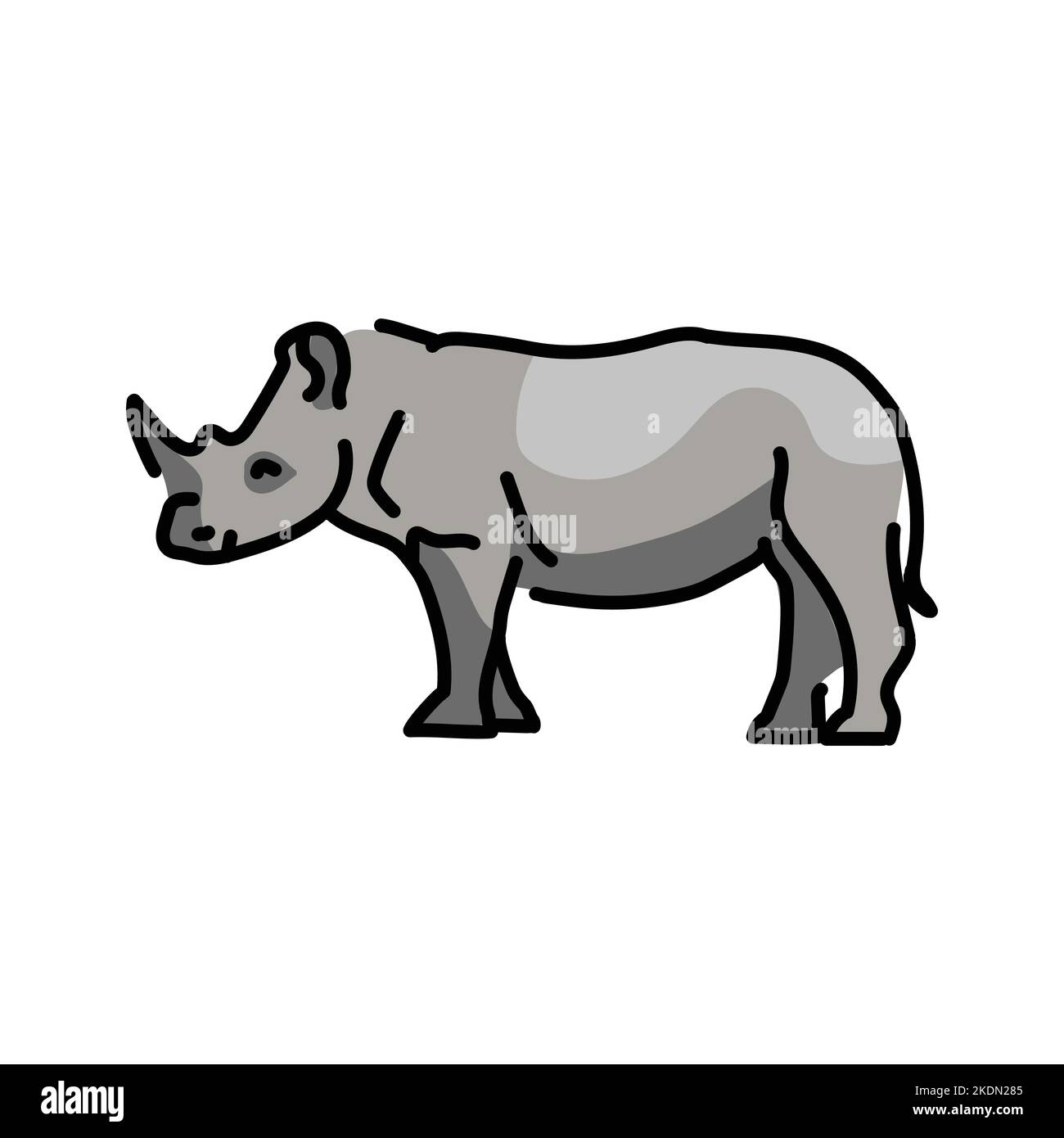 Darstellung der Rhinoceros-Farblinie. Tiere Afrikas. Stock Vektor