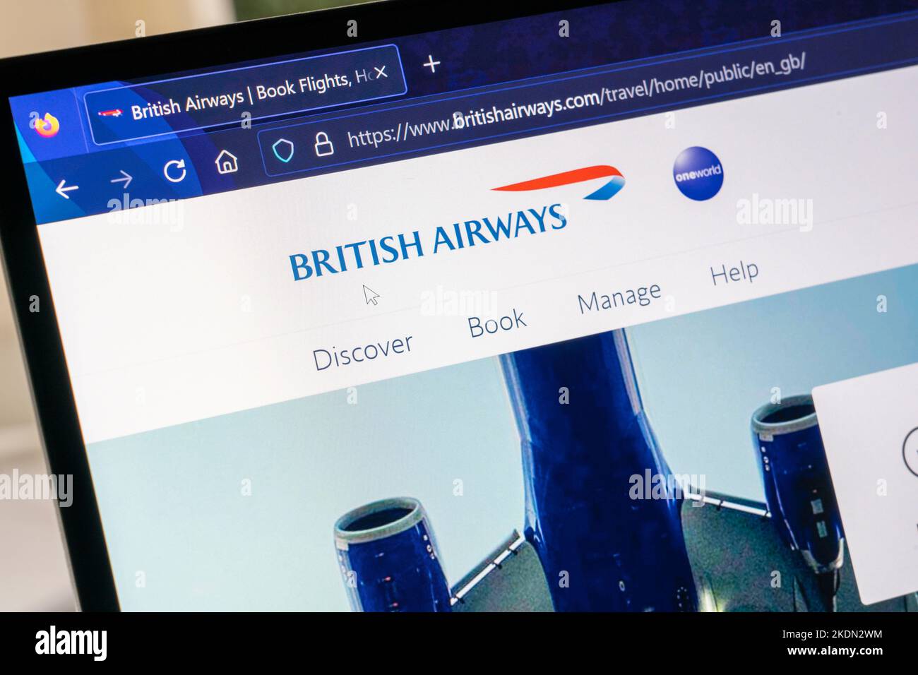 Website für Flugbuchungen von British Airways - der Fluggesellschaft des Vereinigten Königreichs mit Hauptsitz in London, England Stockfoto