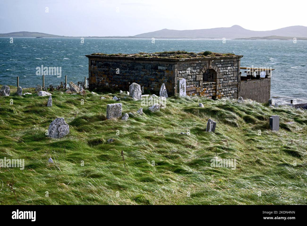 Aird A'Mhorain Cemetery on North Uist, Outer Hebrides, Schottland, Großbritannien. Stockfoto