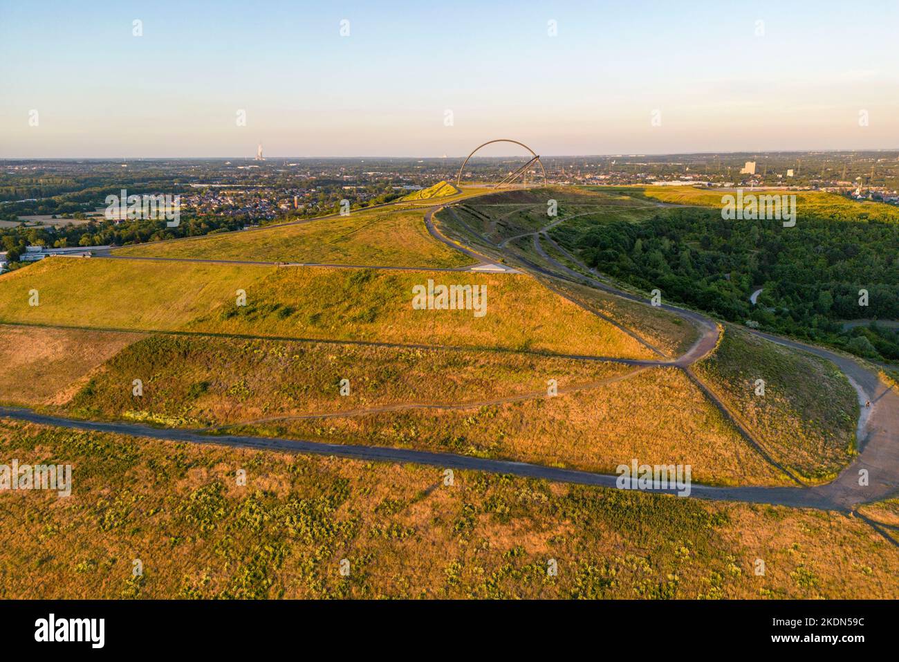 Hoheward Schlackenhaufen, Landschaftspark, größte Schlackenhaldenlandschaft im Ruhrgebiet, horizontale Sternwarte, Herten NRW, Deutschland Stockfoto