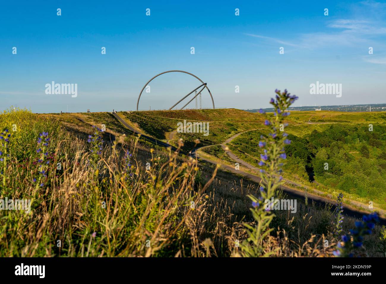 Hoheward Schlackenhaufen, Landschaftspark, größte Schlackenhaldenlandschaft im Ruhrgebiet, horizontale Sternwarte, Herten NRW, Deutschland Stockfoto