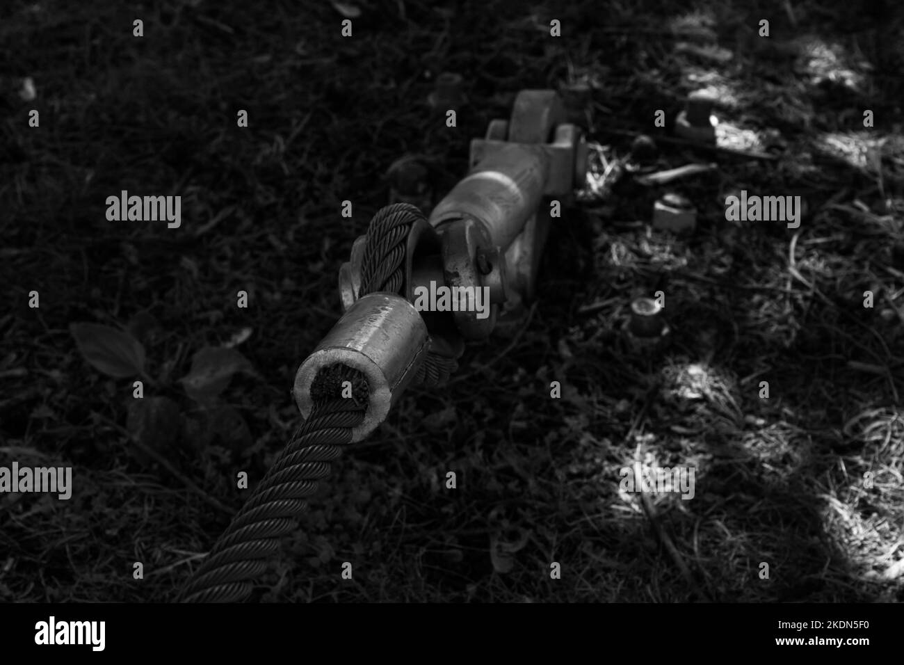 Stahlseil schwarz-weiß Konzept. Stockfoto