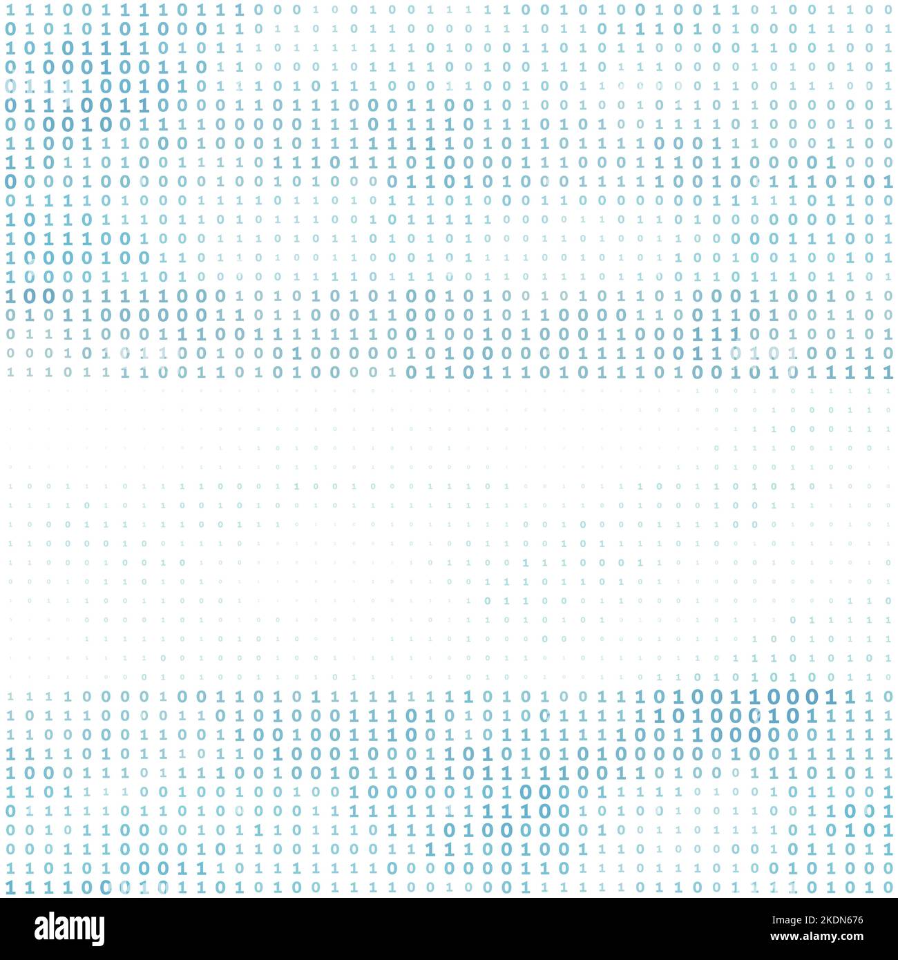 Digitaler Binärhintergrund mit Linie durch blaue Einsen und Nullen. Quadratisches Vektorgrafikmuster Stock Vektor