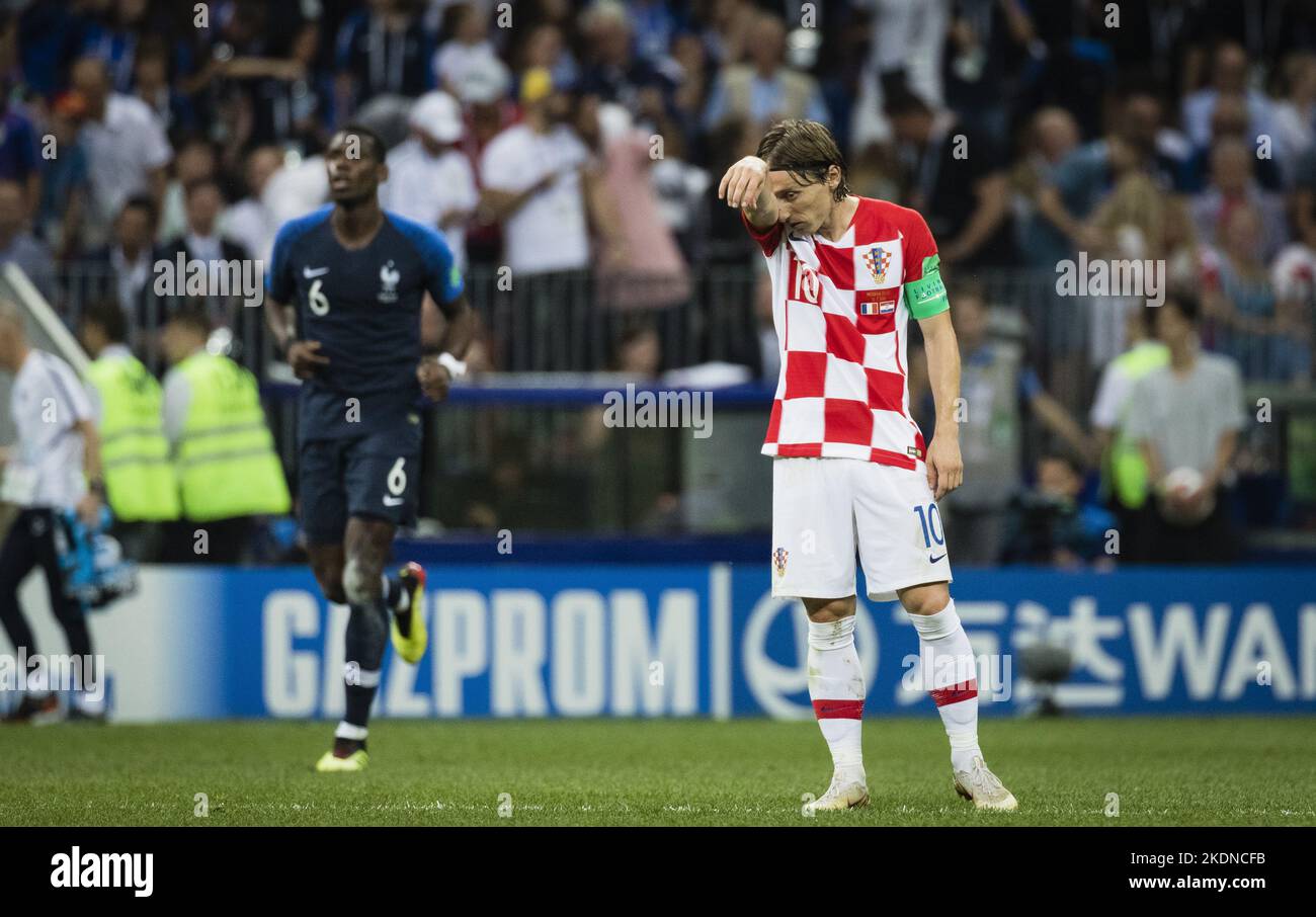 Moskau , 15.07.2018 Luka Modric (Kroatien) enttŠuscht Frankreich - Kroatien Copyright (nur fŸr journalistische Zwecke) by : Moritz MŸller, Wilhelm- Stockfoto