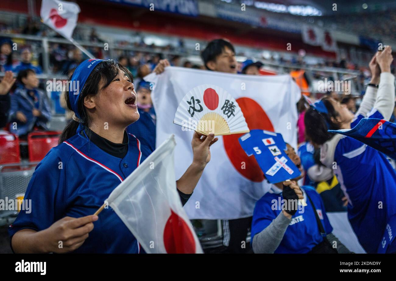 Düsseldorf, 27.09.2022 Japan-Fans Japan - Ecuador UEFA Nations League, Fussball; 2022/23 Foto: Moritz Müller Copyright (nur für journalistische Zweck Stockfoto