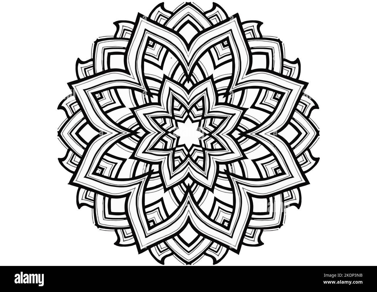 Mantra Mandala, die Meditationskunst für Erwachsene zum Färben Zeichnen mit Händen von Art by Uncle 005 Finde es heraus mit Mustern des Universums Stockfoto