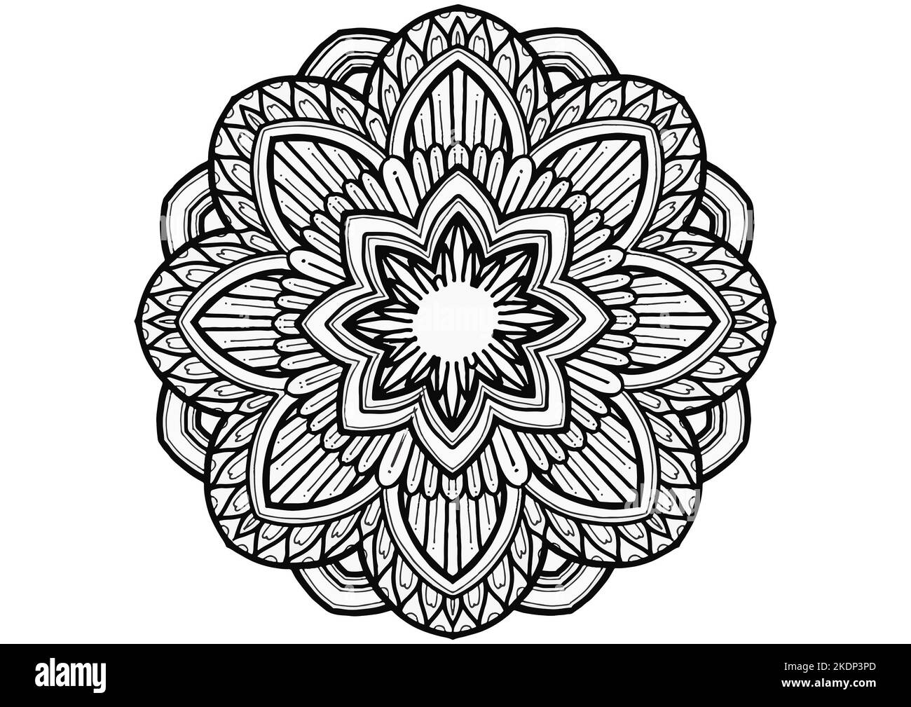 Mantra Mandala, die Meditationskunst für Erwachsene zum Färben Zeichnen mit Händen von Art by Uncle 010 Finde es heraus mit Mustern des Universums Stockfoto