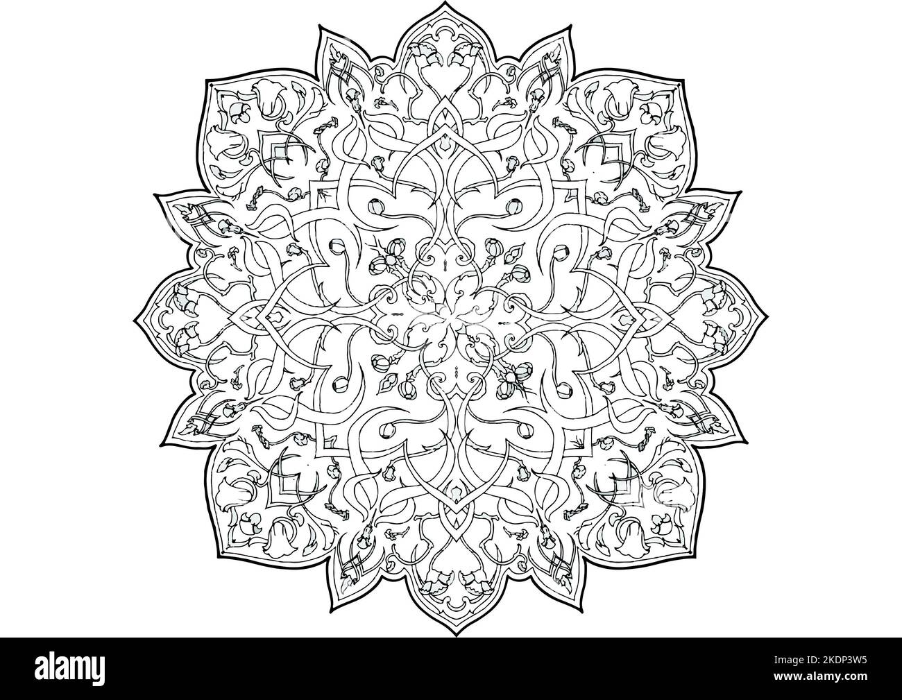 Mantra Mandala, die Meditationskunst für Erwachsene zum Färben Zeichnen mit Händen von Art by Uncle 022 Finde es heraus mit Mustern des Universums Stockfoto