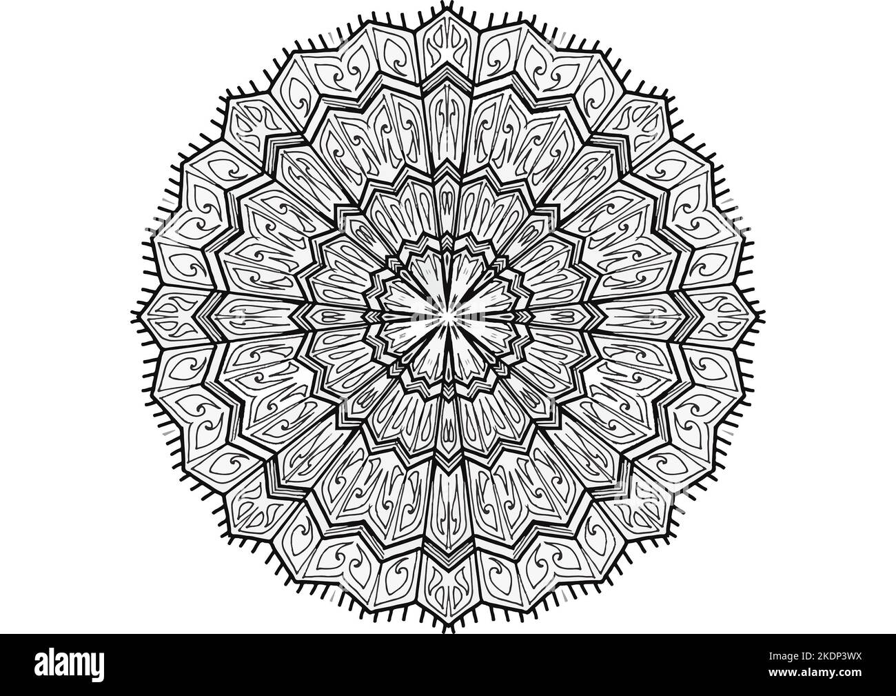Mantra Mandala, die Meditationskunst für Erwachsene zum Färben Zeichnen mit Händen von Art by Uncle 025 Finde es heraus mit Mustern des Universums Stockfoto