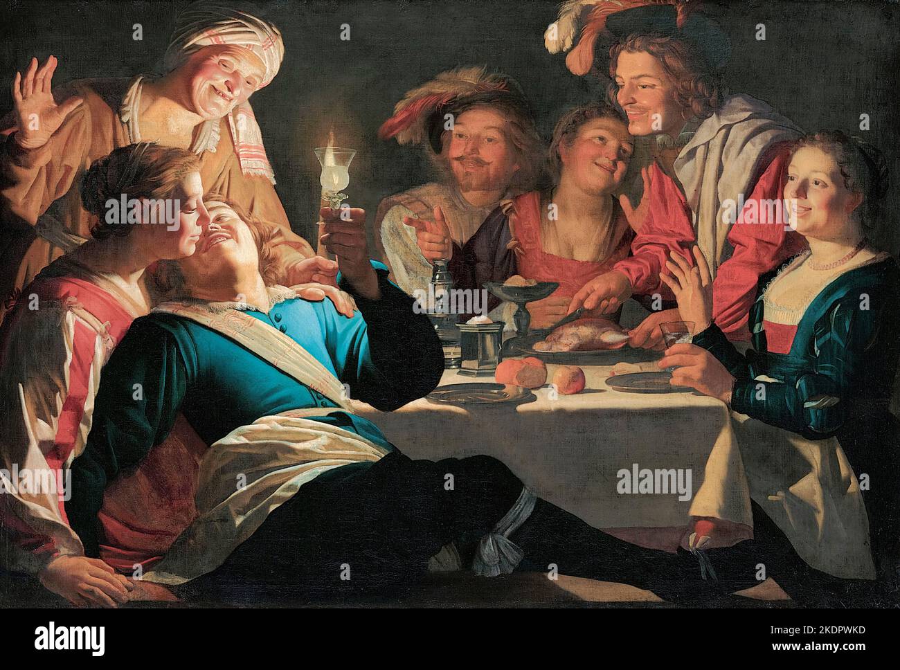 Gerard van Honthorst, Merry Company, Ölgemälde auf Leinwand, 1622 Stockfoto