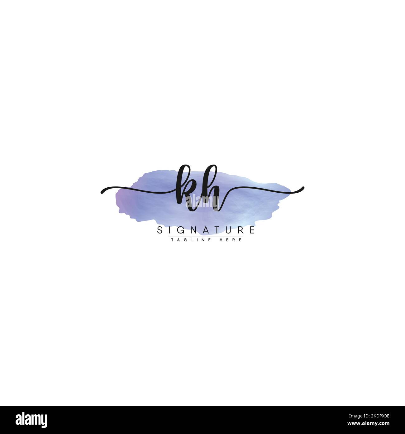 KH Simple Signature Logo - Aquarell-Vektor-Logo-Vorlage für K- und H-Logo Stock Vektor