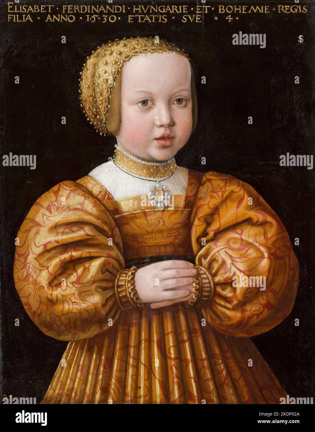 Elisabeth von Österreich (1526-1545), als Kind im Alter von vier Jahren, Ölporträt auf Tafel von Jakob Seisenegger, 1530 Stockfoto