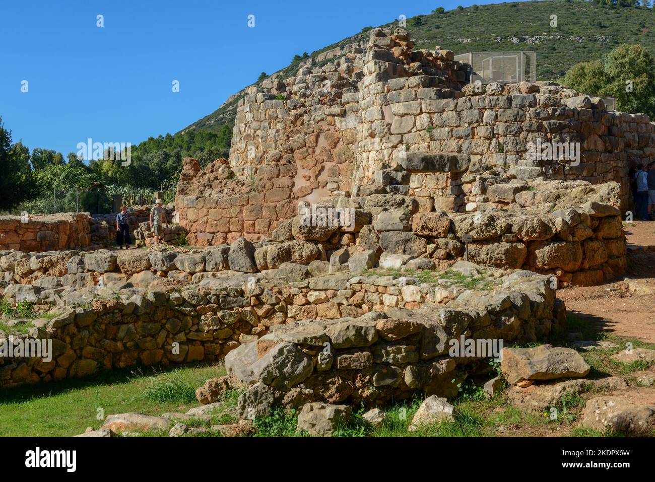 Blick auf die archäologische Stätte von Palmavera auf Sardinien in Italien Stockfoto