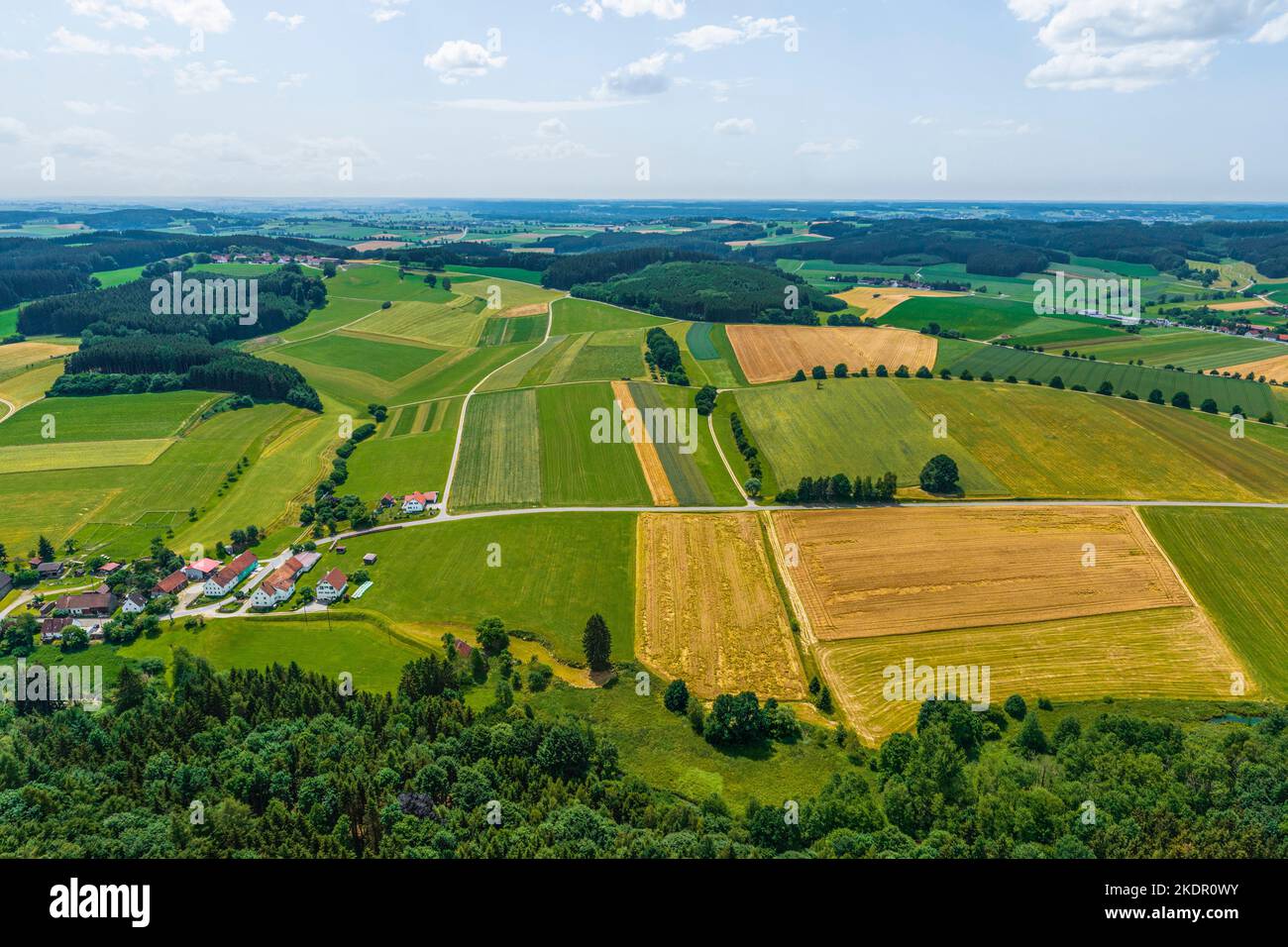 Typische Agrarlandschaft in den westlichen Wäldern Schwabens Stockfoto