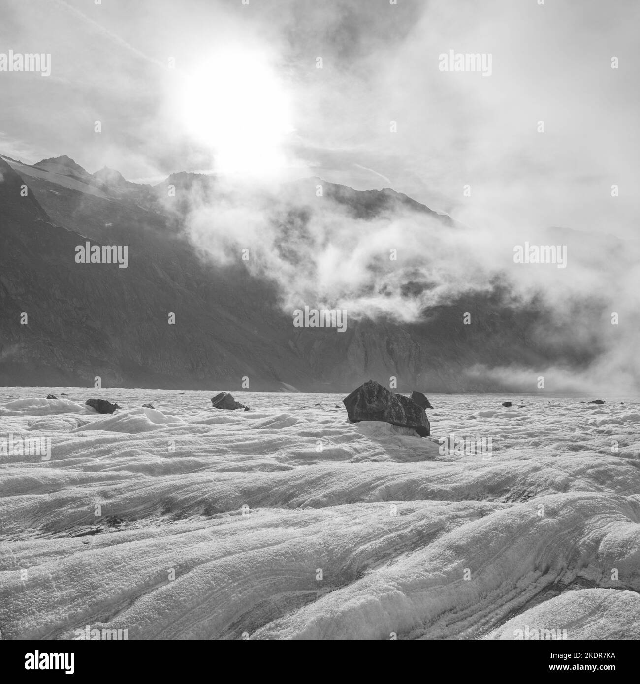 Aletsch-Gletscherverfolgung Stockfoto