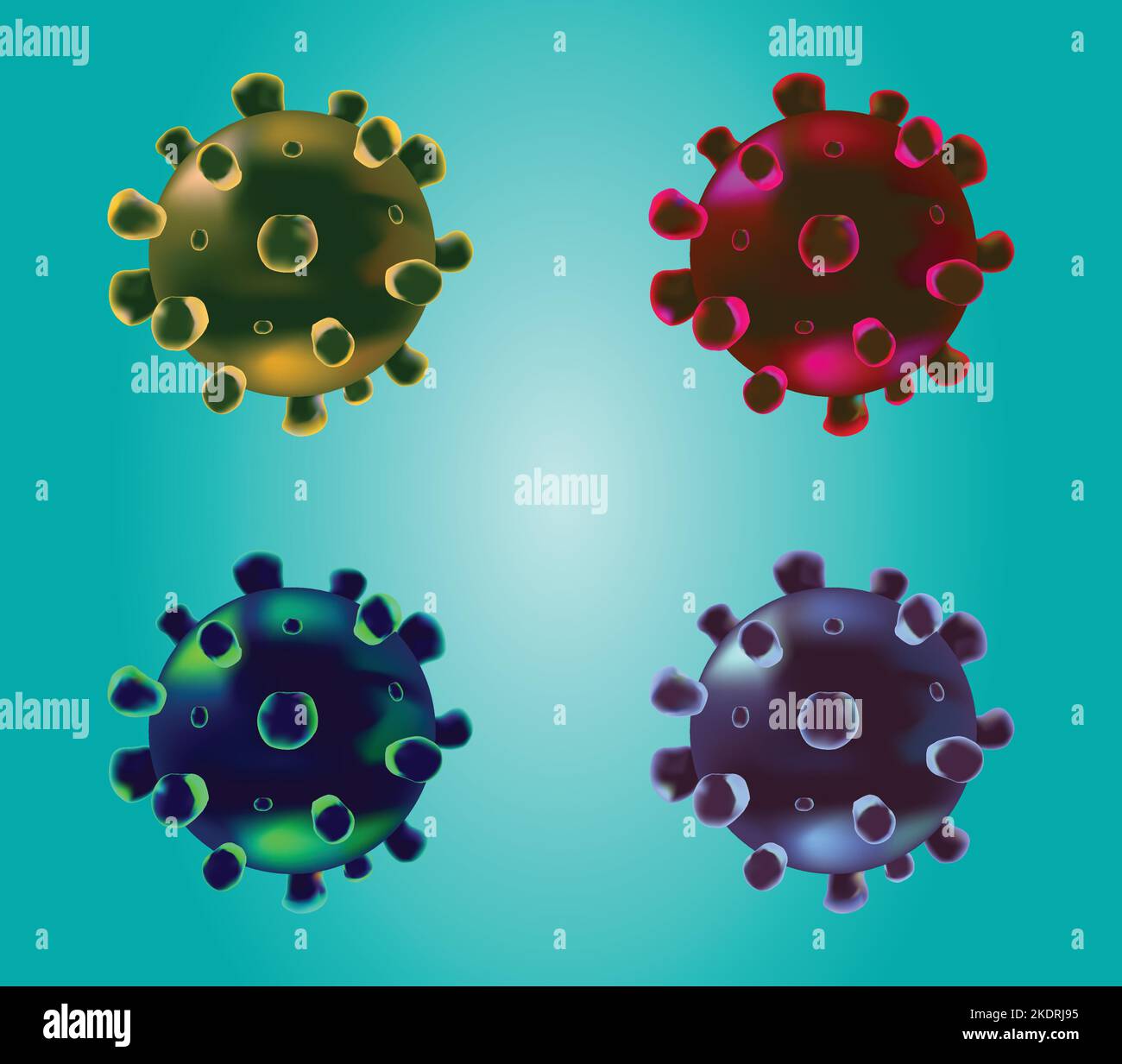 3D abstraktes Virus-Keim-Symbol auf blauem Hintergrund isoliert. Computervirus, Infektion, Allergebakterien, medizinische Versorgung, Mikrobiologie Konzeptvektor Stock Vektor
