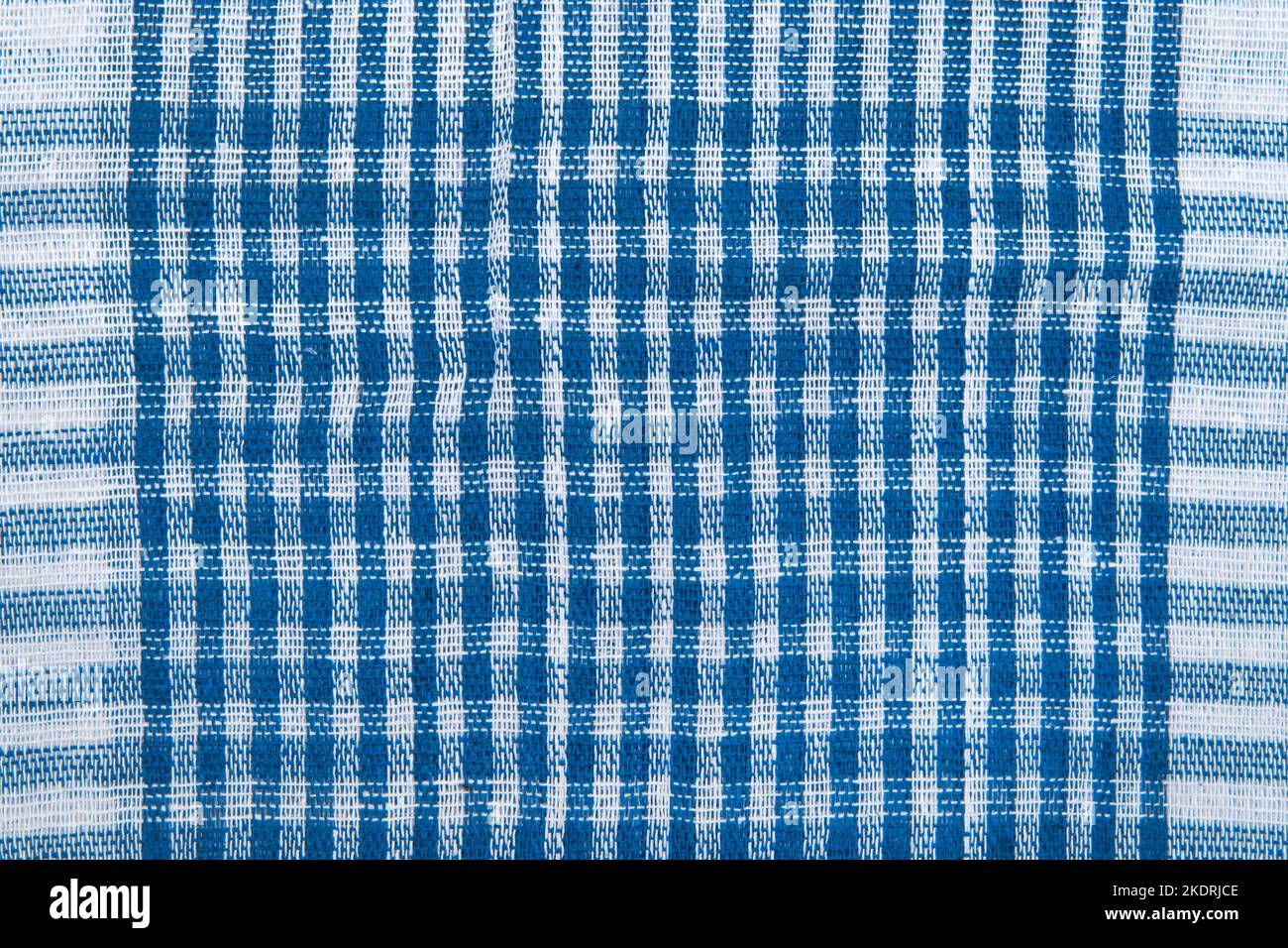 Kariertes Abstraktes Muster Stoff Picknick Tischdecke Vintage Gingham Hintergrund Kariert Textur Blau. Stockfoto