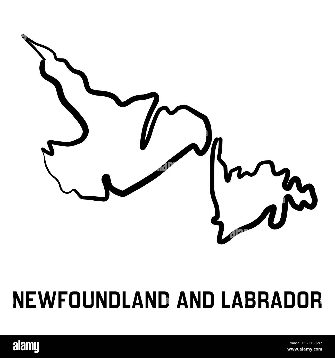 Neufundland und Labrador Karte umreißen - glatte einfache handgezeichnete kanadische Provinz Form Karte Vektor. Provinz in Kanada. Stock Vektor