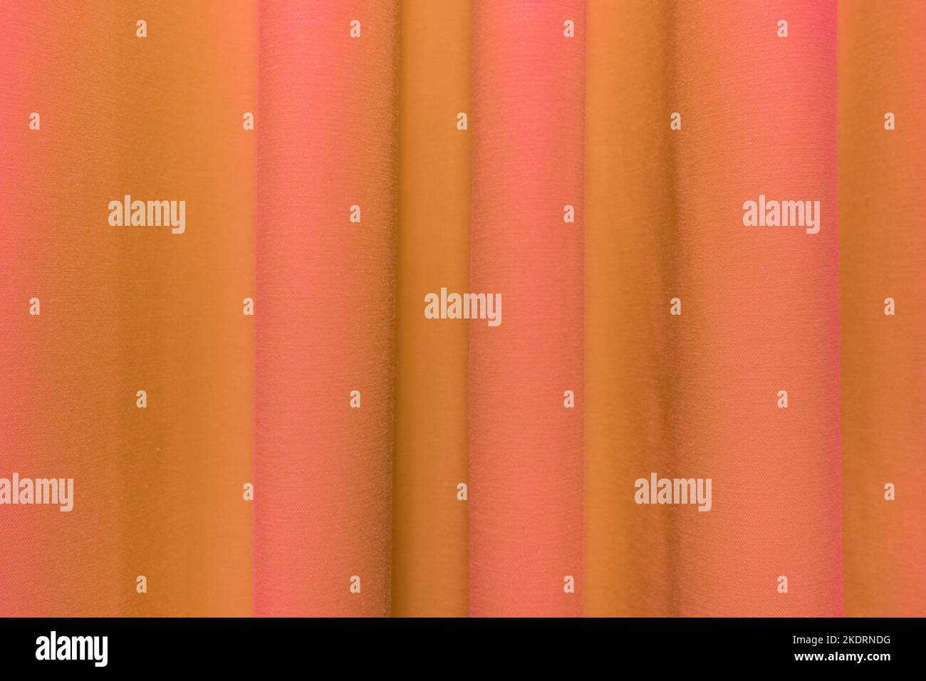Vorhänge Stoff Textil orange vintage Textur Hintergrund Muster abstraktes Design Material. Stockfoto