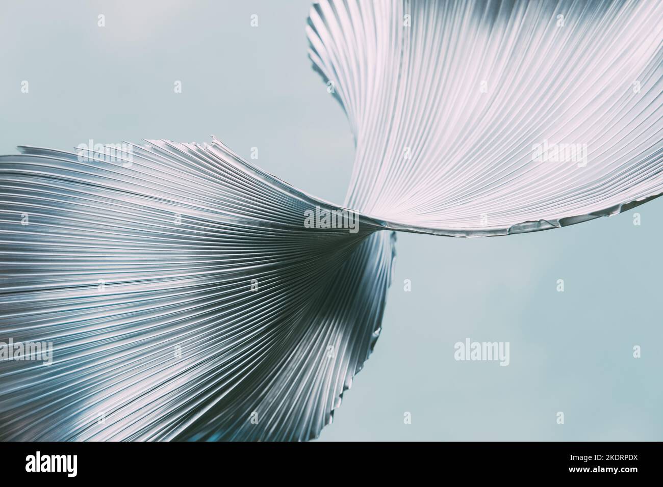 Monochromer Hintergrund abstraktes Design gebogenes Metall Stockfoto