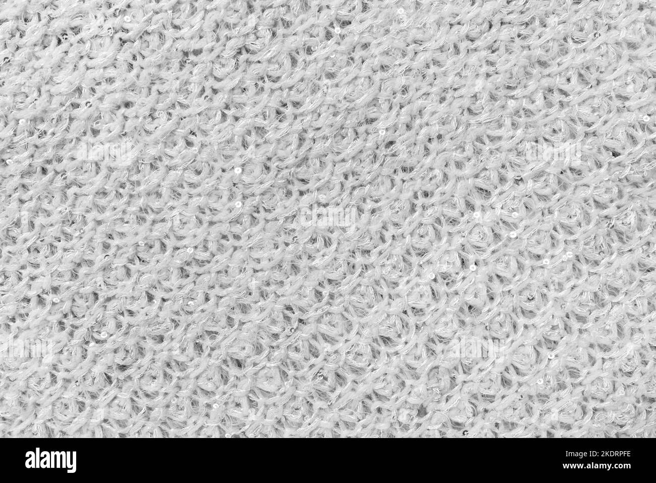 Stoff Faden Geflecht Textur weiß Strickmuster Faser Material Hintergrund Textil gewebt Licht. Stockfoto