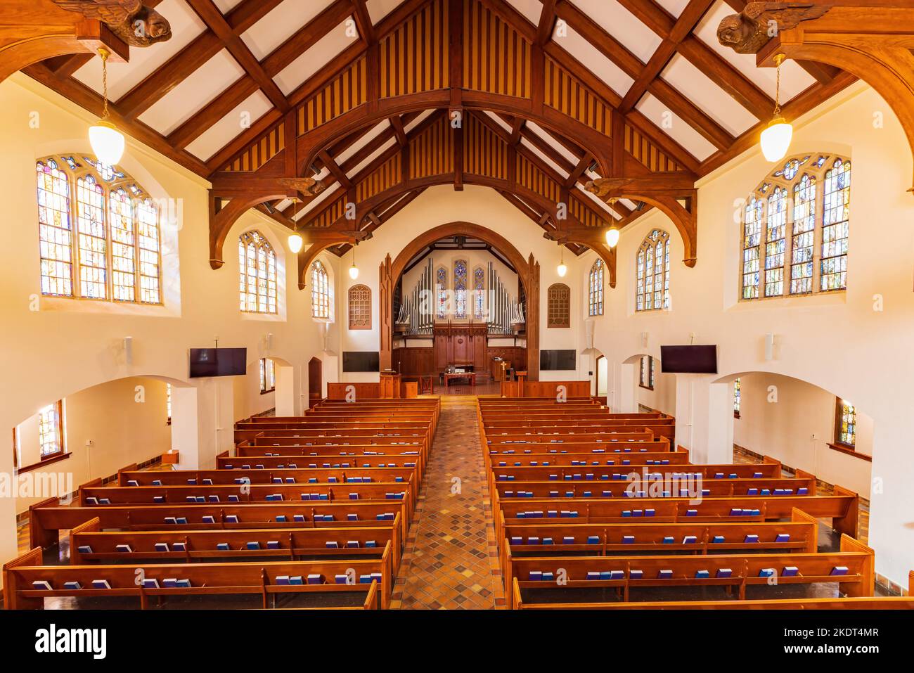Innenansicht der Raymond Munger Memorial Chapel der University of the Ozarks in Arkansas Stockfoto