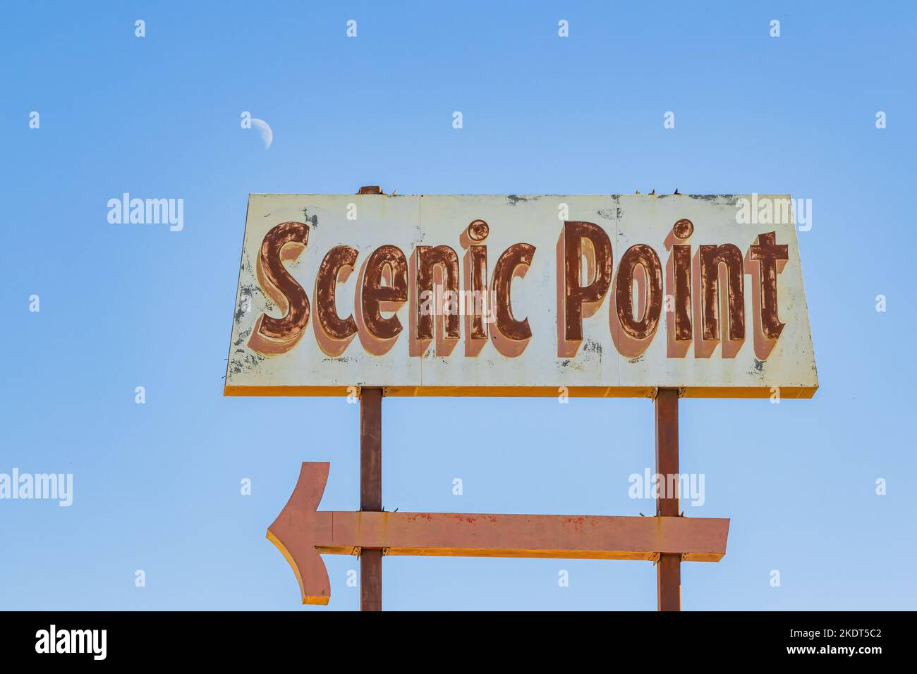 Nahaufnahme des Zeichens von Scenic Point in Arkansas Stockfoto