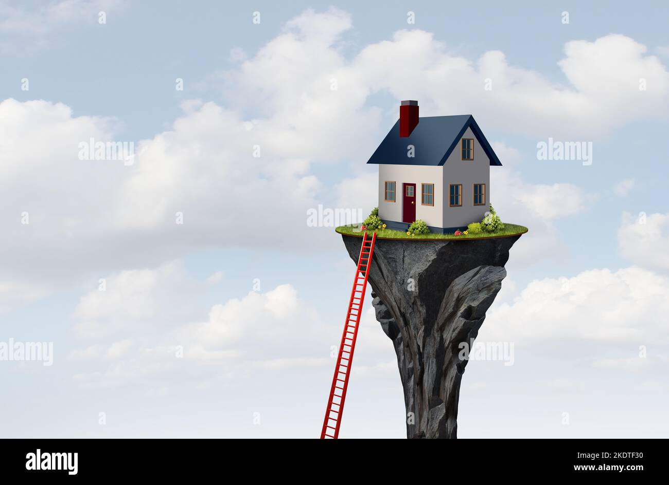 Wohnungszugang und Eigenheimbesitzherausforderung als Herausforderung beim Kauf von Immobilien und der Zugang zu Eigenheimbesitzern als Symbol mit Schwierigkeiten Stockfoto