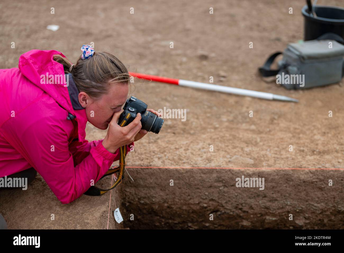 Bild von Jim Wileman - Ipplepen Archäologische Stätte, Universität von Exeter, 2019. Stockfoto
