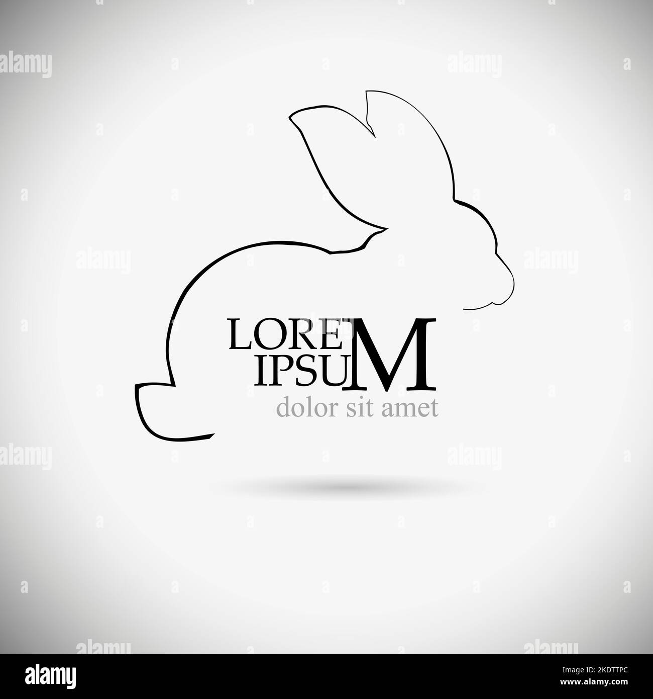 Hare-Umriss durch Linienlogo. Vektorgrafik Stock Vektor