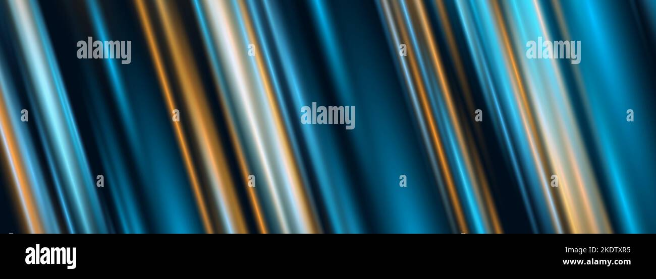 3D Vektor blau und Gold Streifen breiten abstrakten Hintergrund. Dreidimensionale Darstellung des Rendering. Abstrakter Hintergrund für Premium-Banner. Vektor Stock Vektor