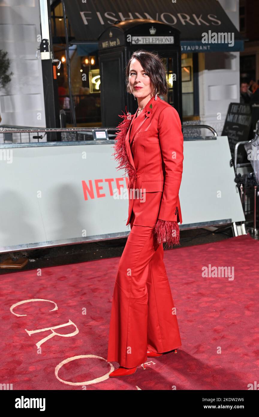 London, Großbritannien. 8.. November 2022. Olivia Williams besucht Netflix präsentieren die Welt permiere - die fünfte Staffel von The Crown im Theatre Royal, Drury Lane, am 8. November London, Großbritannien. Stockfoto