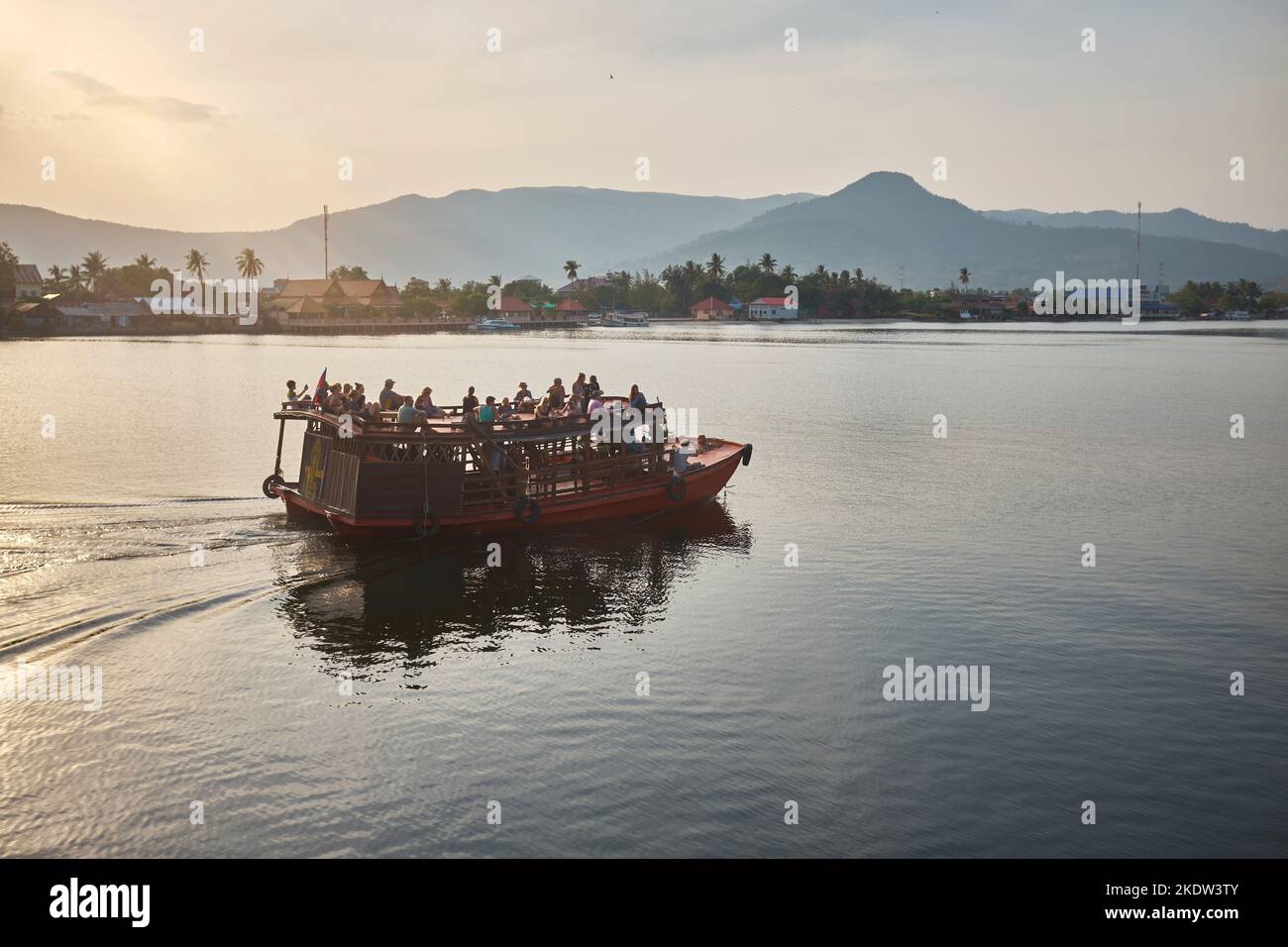 Bootstour Auf Dem Fluss Kampot Kambodscha Stockfoto