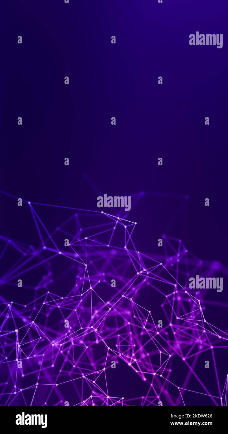 DNA Geometrische Formdaten verbundene Linien und Punkte, futuristischer digitaler Hintergrund für Business Science und Technologie. Vertikale Größe Stockfoto
