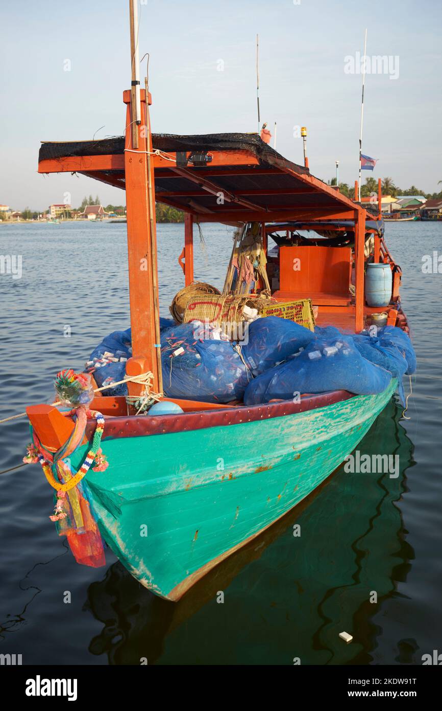 Fischerboot Kampot Kambodscha Stockfoto