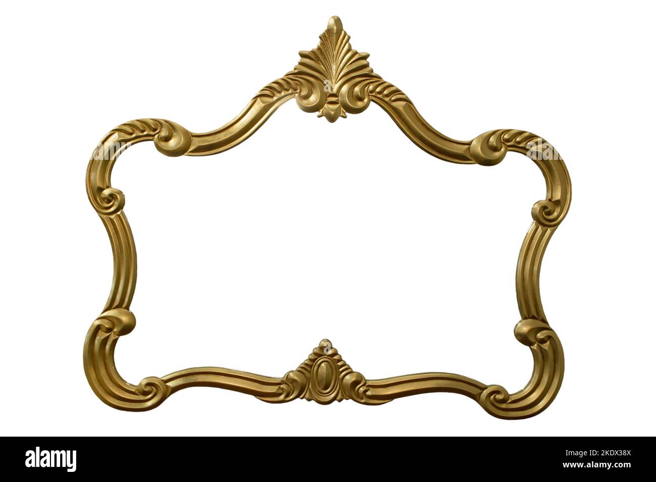 Klassischer geschnitzter goldener Rahmen isoliert auf weißem Hintergrund Stockfoto