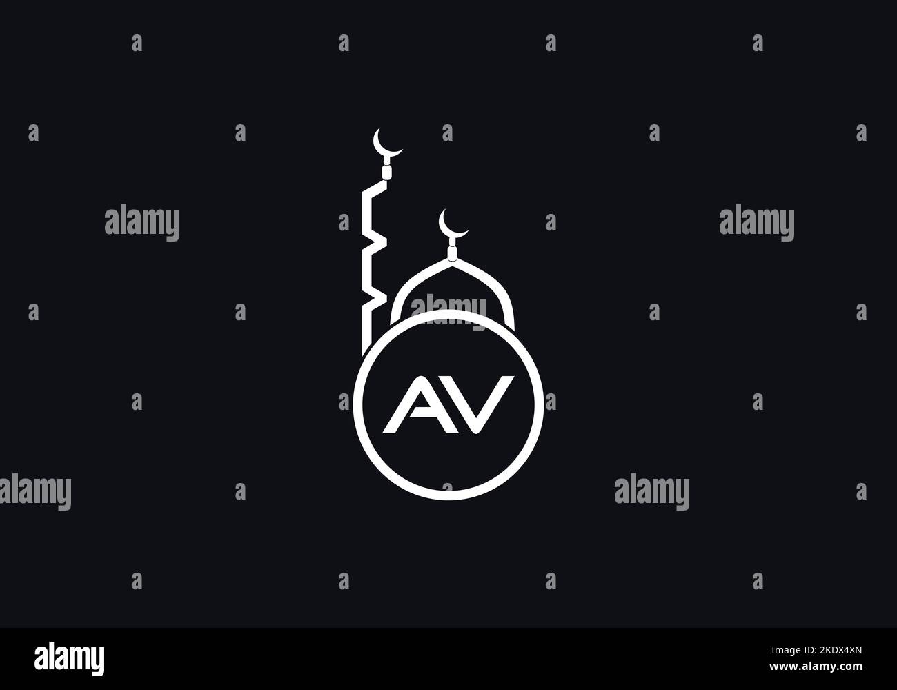 Islamische Moschee-Logo und Minar-Logo und Symbol-Design-Vektor mit dem Buchstaben und Alphabete Stock Vektor