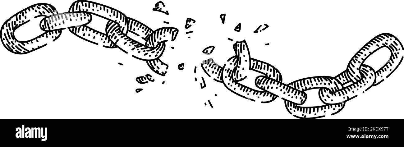 Handgezeichneter Vektor mit gebrochener Kettenskizze Stock Vektor