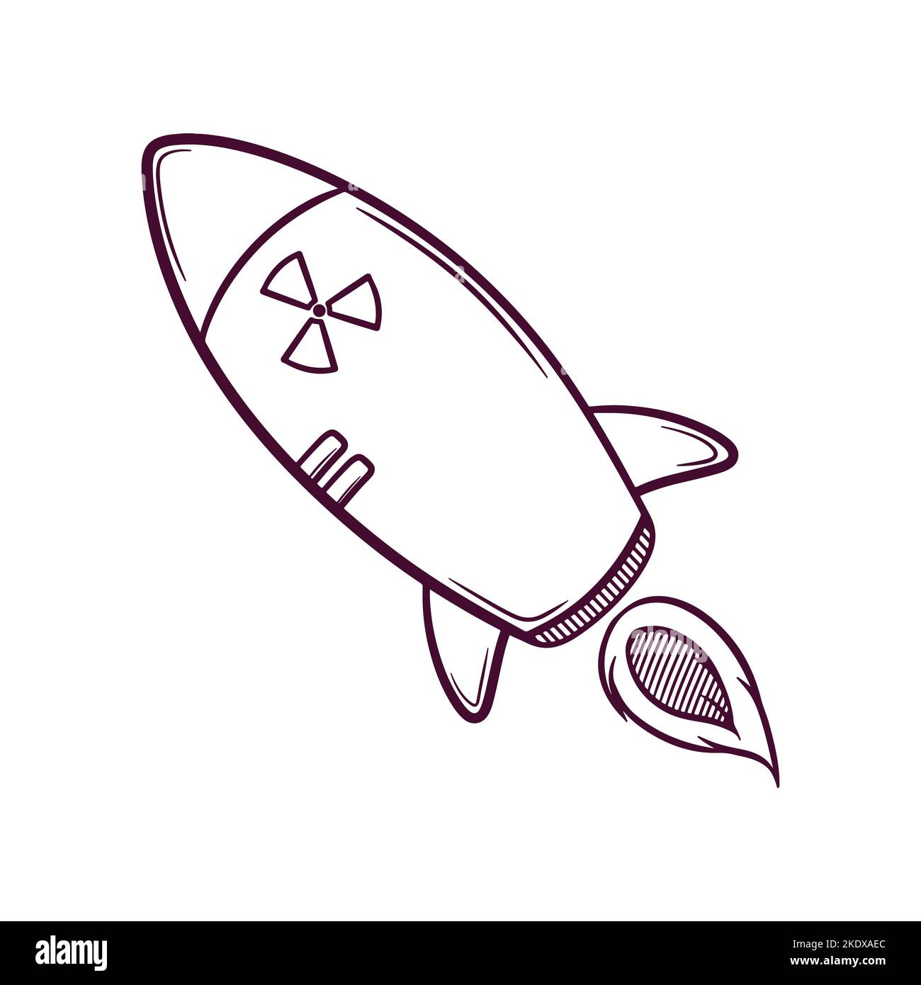 Handgezeichnete nukleare Rakete Doodle Illustration Stock Vektor